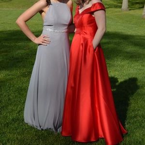 Red Off the Shoulder Prom Gown